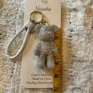 Sparkling Silver Bear Keychain by Natasha Couture